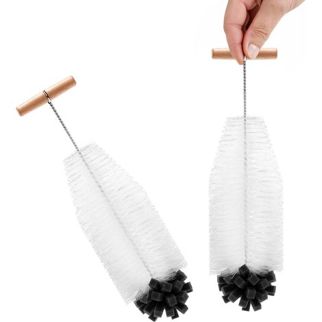 Goupillon pour bouteilles (lot de 2) – Brosse de nettoyage pour bouteilles (32,5 x 9 cm) avec poignée en T brosse polyvalente adaptée aux foyers, aux boutiques de bubble tea et aux cafés. (1/5)