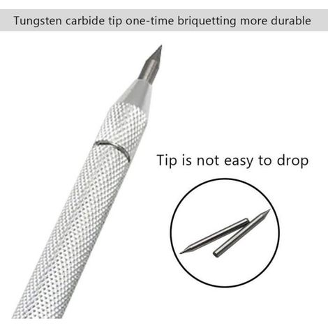 Pointe à Tracer - Carbure de Tungstène - Pour Marquage sur Acier Inoxydable Verre Céramique - 4 Pièces avec 4 Embouts de Rechange (1/5)