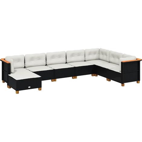 vidaXL Cuscini da seduta - Set Divani da Giardino con Cuscini 8 pz Nero in Polyrattan (1/5)