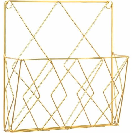 Porte Revue Mural,Porte Revue Metal,Porte-Journaux Panier à Journaux Porte Revue Mural,Porte-Revues Journal De Stockage Organisateur MéTal Fil Noir DéCoration Shelf Fichiers (or)-LIAIKI (1/5)