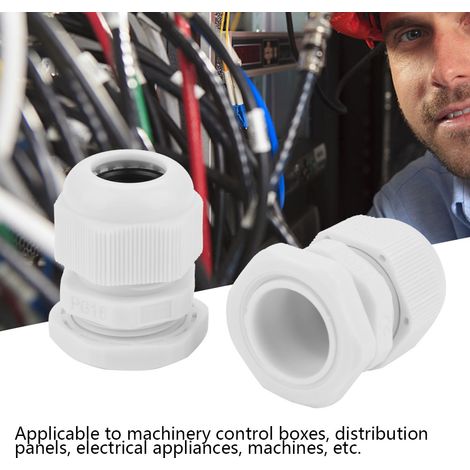 10 Stück/Set IP68 wasserdichte weiße Nylon-Kunststoff-Kabelverschraubungen (PG16) (1/5)