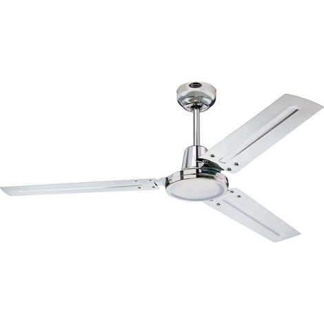 Ventilateur de plafond chrome 122 cm – Moteur 17-50W – 4 vitesses – Fonction été/hiver – Idéal pour espaces de 29 cm de hauteur – Westinghouse (1/4)