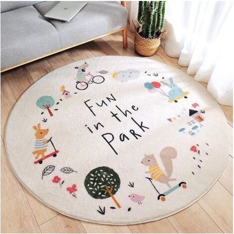 Tapis lavable en machine — Tapis rond protecteur grand format de 80 cm à poils longs — Tapis pour enfants et salon — Modèle 2