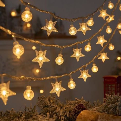 Guirlande lumineuse - - 6 M - 40 LED - Couleur chaude - 8 Modes avec télécommande (1/4)
