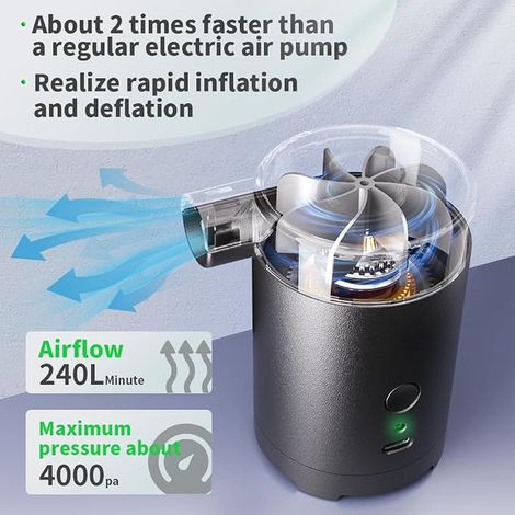Mini pompe à air électrique portable utilisée pour gonfler et dégonfler les sacs de rangement sous vide pour matelas gonflables, canapés gonflables, bouées de natation, flotteurs de piscine, etc. (1/2)