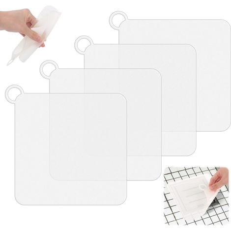 Bouchons de Vidange Blanc Anti-Odeur, Siphon de Sol, 4 Pièces, Protection de Drain Universel pour Baignoires et Douches, 15cm, en Silicone (1/5)