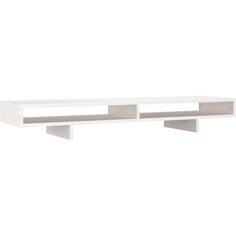 Support de moniteur 100 x 27 x 14 cm bois de pin solide blanc (1/4)