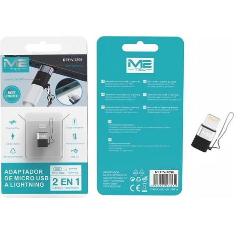 Adaptateur Micro USB vers Lightning 2-en-1 - Chargement + Transmission USB 2.0, Noir/Blanc, Compatible avec Android et Apple