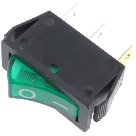 Interruptor Basculante Unipolar OFF-ON Luminoso VERDE 15A