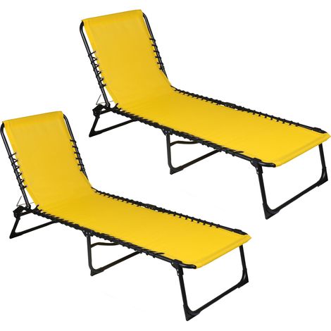 Lot de 2 bains de soleil en textilène jaune - PARALIA