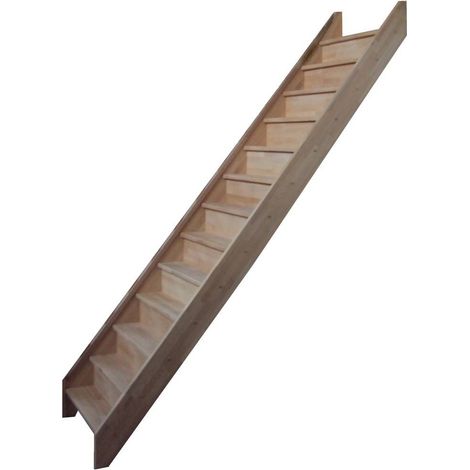 Levigne – Escalier droit hêtre lamellé collé 280 cm – 14 marches – Largeur 80 cm – Giron 19 cm – Hauteur de marche 20 cm