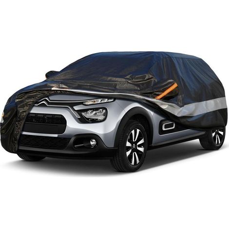 Autoabdeckung 10 Schichten Wasserdicht Atmungsaktiv für Citroen C3 (2009-2023) Schwarz (1/5)