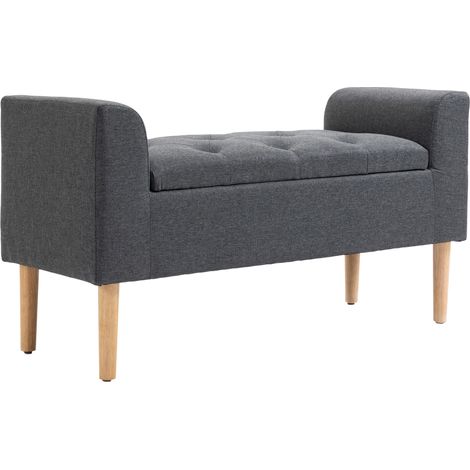 Banc coffre rangement capitonné banquette 130 kg gris foncé 116 x 44 x 58 cm