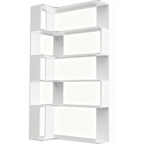 Bibliothèque multi-niveaux avec bande lumineuse modulable, étagère d'angle pour espace de travail, bibliothèque décorative pour salon (1/5)