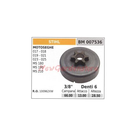 Pignone campana frizione motosega STIHL 017 018 019 021 023 025 007536 100962XW