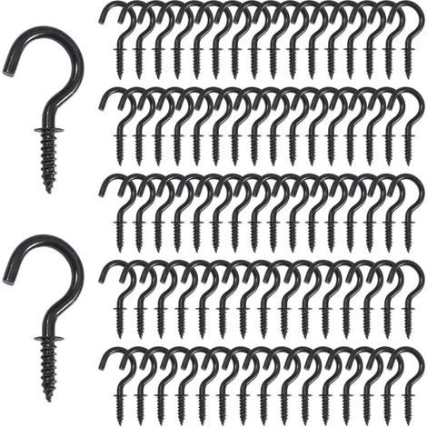 Crochets À Vis, Crochets à Vis de Plafond, Crochets Muraux à visser Inox pour Intérieur, Extérieur, Clés, Lumières, Décoration de Noë（20mm-80pcs） (1/5)