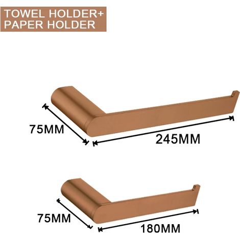 (Ensemble de 2 pièces B) Porte-serviettes/porte-mouchoirs/crochet/porte-peignoir/porte-gobelet/porte-savon/porte-brosse WC/accessoires de salle de bain en or rose brossé (1/5)