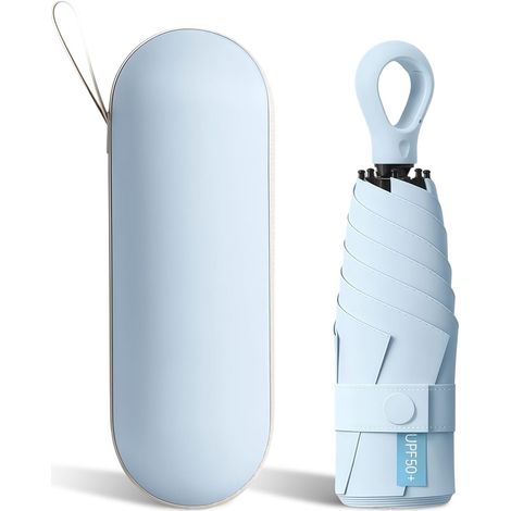Parapluie compact de voyage : mini capsule à boucle, 6 baleines, coupe-vent, ultra léger et résistant, pour homme et femme, se gliss (1/5)