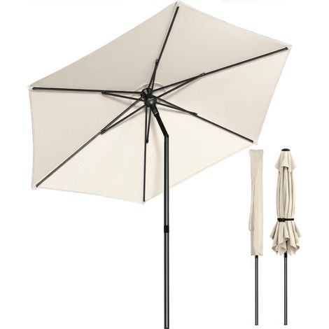 Parasol de Jardin Inclinable 270 cm Protection UV 50+ Parasol avec Aération Supérieure Sac de Transport à Bandoulière pour Café Jardin Terrasse Balcon Camping Plage Beige (1/5)