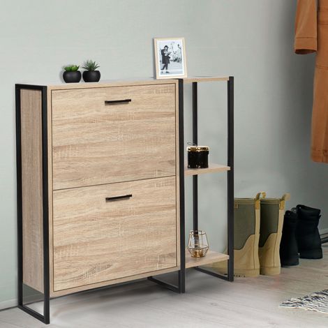 Mueble zapatero LUIS de 2 puertas con estante de diseño industrial (1/3)