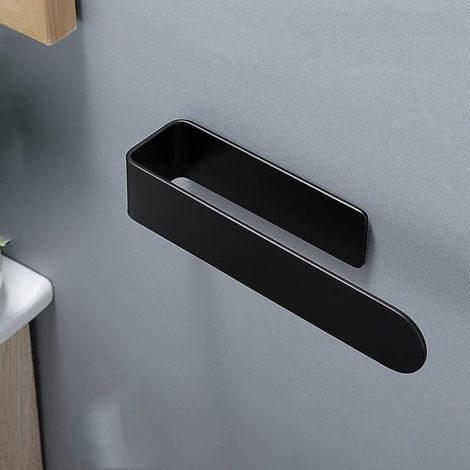 Porte Serviettes De Salle De Bain Sans Perçage Porte-Serviettes Auto-Adhésif Acier Inoxydable - 23CM ( Noir ) (1/4)