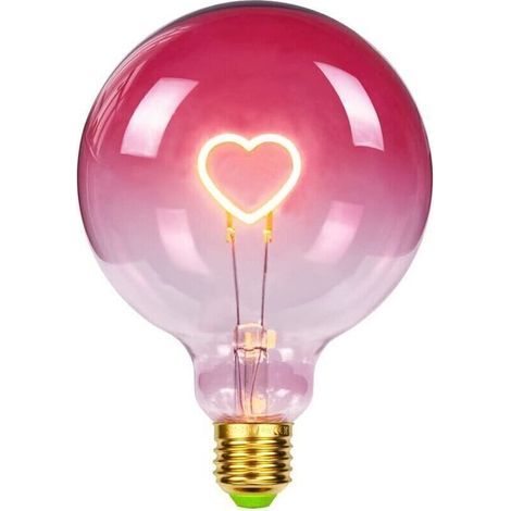 Ampoule Led Grand Globe Edison Ampoule G125 Rose Couleur Coeur Filament 2W Dimmable Spécialité Ampoule Décorative 220-240V E27 (1/5)