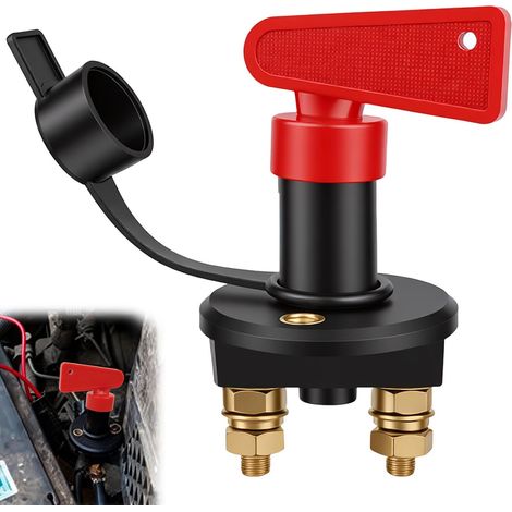 Coupe Circuit Batterie 12-24V, Interrupteur de Déconnexion de Batterie Isolateur de Batterie Robuste avec Clés max 200 A pour Voiture, Camion, Bateau, Véhicules Coupée Power Kill Switch (1/5)