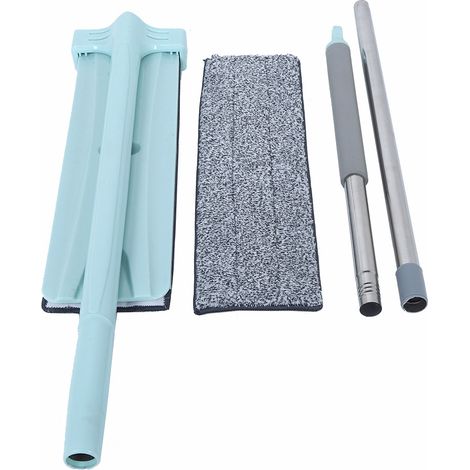 Balai plat microfibre sans fil 123cm tete 40cm lavable sechage rapide sol dur parquet carrelage maison bureau nettoyage efficace (1/5)