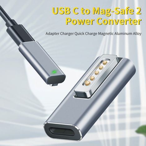 Adattatore di alimentazione magnetico rapido in lega di alluminio PD USB-C a Mag-Safe 2 per MacBook Air/Pro