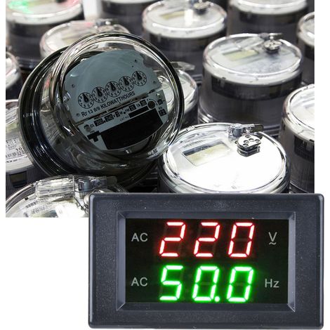 Generator Dual Display LED Digital AC Voltmeter Frequenzmesser Prüfgerät (Schwarz) (1/5)
