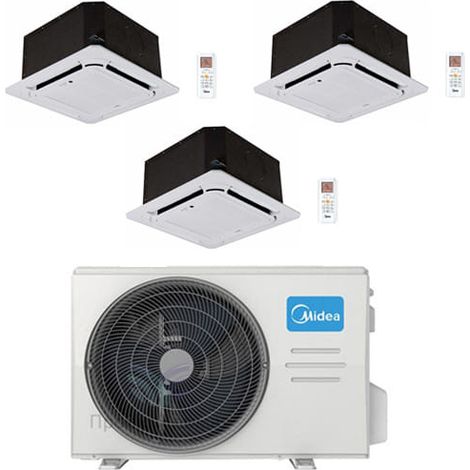 Climatizzatore Condizionatore Midea Cassetta 4 vie Compatta R32 Trial Split Inverter 12000 + 12000 + 12000 BTU con U.E. M4OE-28HFN8-Q Classe A++/A+