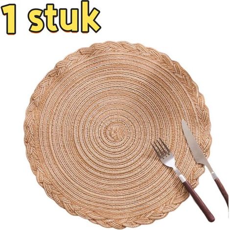 pièce - Set de table - Dessous de plat rond - Style campagnard français - Coton tissé - Dentelle - Convient pour la maison, la salle à manger, la cuisine - 30300,5 cm - Couleur café (1/5)