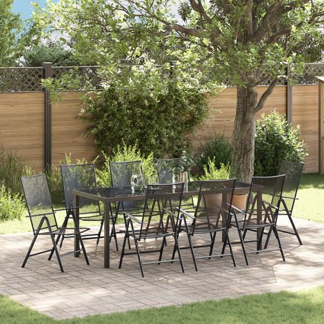 Garten Essgruppe 9 Stk. Anthrazit Pulverbeschichteter Stahl vidaXL (1/5)