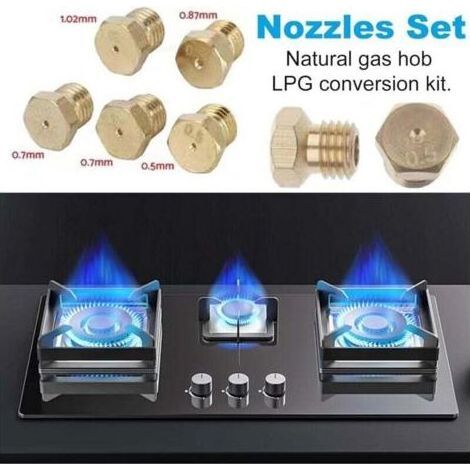 Lot de 10 Gicleur Gaz Butane, 2×0.5mm, 4×0.7mm, 2×0.87mm, 2×1.02mm Gicleur Gaz Bouteille, Gicleur Gaz de Ville, Injecteur Gaz Butane, Buse (1/3)