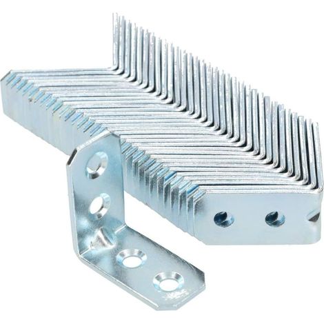 KOTARBAU Connecteurs coudés 30 x 30 x 16 x 2 mm avec nervure en acier - Trous de montage - Connecteurs de meubles galvanisés pour charge lourde - Connecteur à bois (25) (1/5)