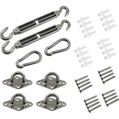 Kit de fixation pour voile d'ombrage - Kit d'installation pour voile d'ombrage rectangulaire et triangulaire en acier inoxydable 304 de 15 cm (6 pouces) - Idéal pour terrasses et jardins. (1/5)