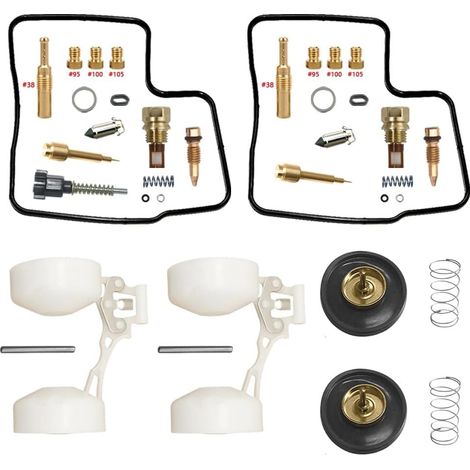 Kit de réparation de carburateur pour NV600C Shadow 1988-1996 600 cm³  Kit + flotteur + air  Compatible NV600C Shadow  bicylindre en V  pointeau 16N30  gicleurs en laiton  joints en nitrile  pièces en (1/5)