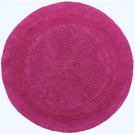 HOMESCAPES Luxury Reversible Round Bath Mat - Raspberry