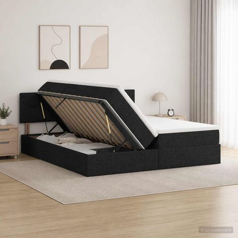Cama con almacenamiento 2 uds. Negro Cuero sintético (1/5)