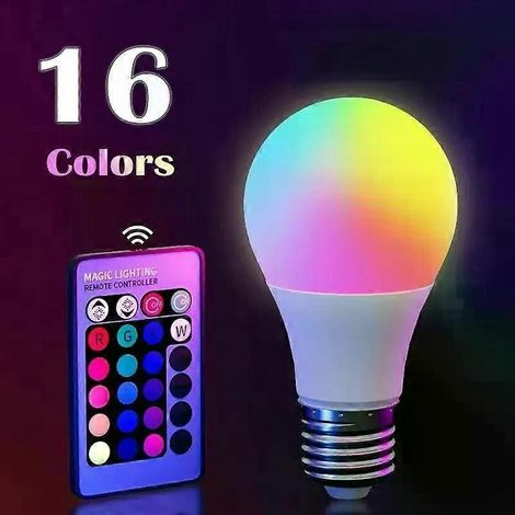 Intelligente Stimmungsleuchte mit 24 Tasten und Fernbedienung, 16 Farben, RGB-LED-Mehrfarbenlampe, E27, 220 V, dimmbar (1/4)