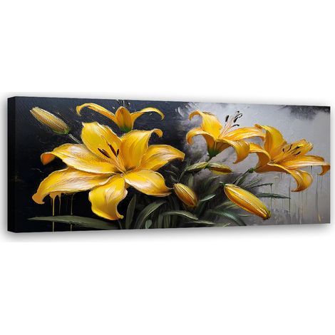 Tableau déco Fleurs de lys jaunes Plantes 90x30 (1/5)