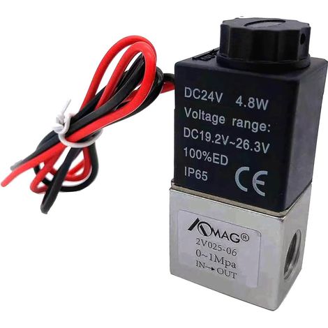 Electrique Électrovanne à Air Normalement Fermée, 24 V DC 1/4 Électrovanne électrique 2 voies en Aluminium pour Vanne Air Eau Huile Liquide