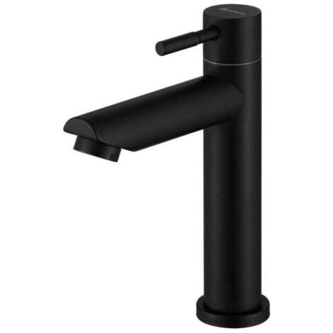 BARKBUSTERS Robinet Eau Froide pour Lave-Mains Robinet Salle de Bain Noir Robinet Lavabo en Acier Inox Robinetterie Ronde Mousseur Démontable. (1/4)