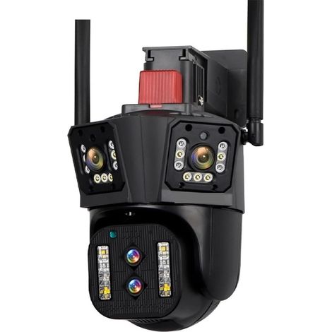 Caméra de sécurité à domicile Caméra IP 8K 4x4MP extérieure 6K PTZ multi-objectif trois écrans Zoom optique 10X suivi automatique caméra de vidéosurveillance Audio bidirectionnelle(6K No Zoom Add 32G) (1/5)