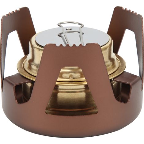 Réchaud de camping portable mini brûleur à alcool pour randonnée sac à dos extérieur marron (1/5)