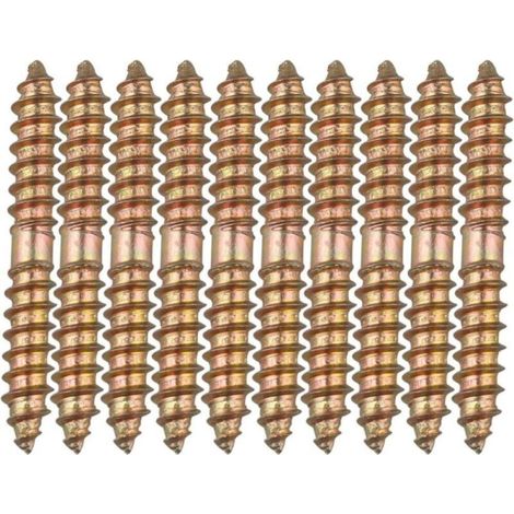 10 tasselli/bulloni per fissaggio mobili - M6 x 50 mm, testa bifida - Legno su legno