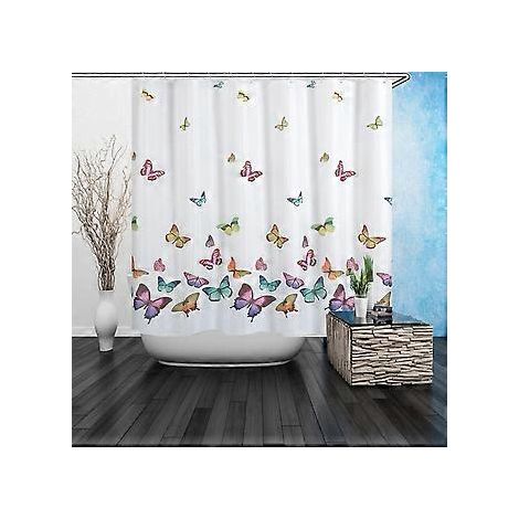 Duschvorhang mit Haken, Polyester, schimmelresistent, geruchsneutral, 180 x 180 cm