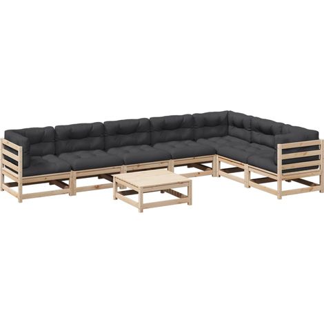 Set Divani da Giardino 8 pz con Cuscini Legno Massello di Pino vidaXL (1/5)