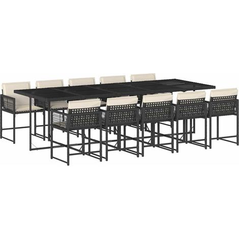 Maison Exclusive - Set de comedor jardín 11 pzas con cojines ratá (1/5)