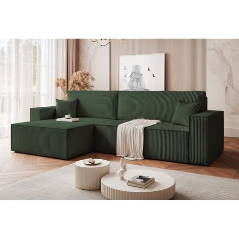 Ecksofa Schlafsofa Sofa ADARA MAX in Stoff Poso Grün Ottomane Links (1/5)